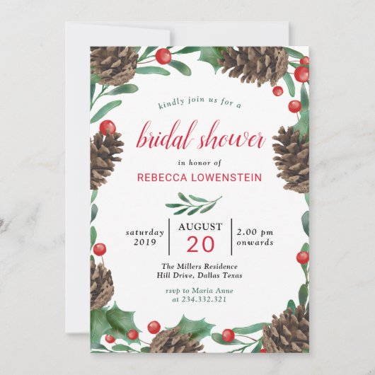 Waterverf pinecon | kerst-Vrijgezellenfeest Kaart (Voorkant)