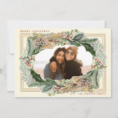 Waterverf Pinecone Ivory Holiday Foto Feestdagenkaart (Voorkant)