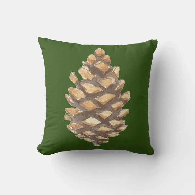 Waterverf Pinecone Kussen (Voorkant)