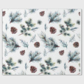 Waterverf Pinecone Sprigs Kerstmis Cadeaupapier (Vlak)