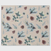 Waterverf Pinecone Sprigs Kraft Kerstmis Cadeaupapier (Vlak)