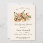 Waterverf Pinecone Thanksgiving Dinner Invitation Kaart (Voorkant)