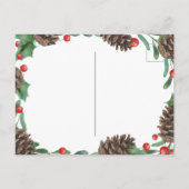 Waterverf Pinecone | Vakantiedag: datum opslaan Aankondigingskaart (Achterkant)