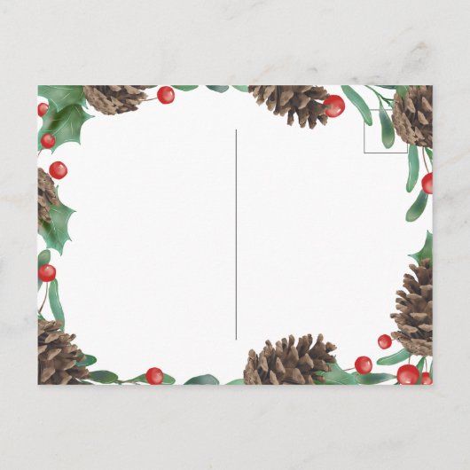 Waterverf Pinecone | Vakantiedag: datum opslaan Aankondigingskaart (Achterkant)