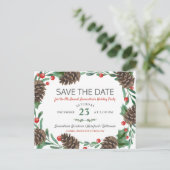 Waterverf Pinecone | Vakantiedag: datum opslaan Aankondigingskaart (Staand voorkant)