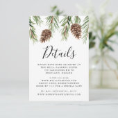 Waterverf Pinecone Wedding Details Informatiekaartje (Staand voorkant)