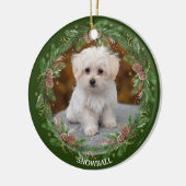 Waterverf Pinecone Wreath Pet Foto Keramisch Ornament (Links)