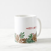 Waterverf Pinecones Border Merry Kerstmis Koffiemok (Voorkant rechts)