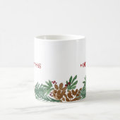 Waterverf Pinecones Border Merry Kerstmis Koffiemok (Center)
