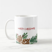 Waterverf Pinecones Border Merry Kerstmis Koffiemok (Links)