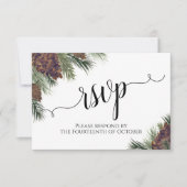 Waterverf Pinecones en Greenery Rustic Wedding RSVP Kaartje (Voorkant)
