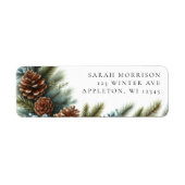 Waterverf Pinecones en Spruce Holiday Etiket (Voorkant)