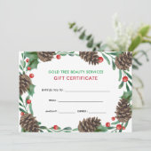 Waterverf Pinecones Holiday | Cadeaubon (Staand voorkant)