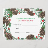 Waterverf Pinecones Holiday | Cadeaubon (Voorkant / Achterkant)