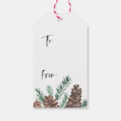 Waterverf pinecones penseelscript Prettige feestda Cadeaulabel (Achterkant)