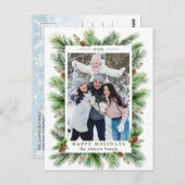 Waterverf Pines Branch-kerstfeestdag Briefkaart (Voorkant / Achterkant)