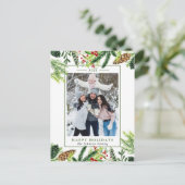 Waterverf Pines Branch-kerstfeestdag Briefkaart (Staand voorkant)