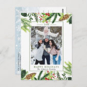 Waterverf Pines Branch-kerstfeestdag Briefkaart (Voorkant / Achterkant)