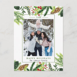 Waterverf Pines Branch-kerstfeestdag Briefkaart