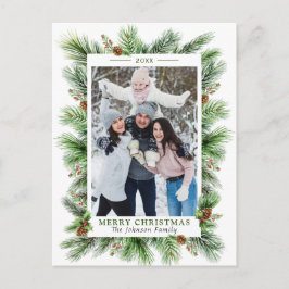 Waterverf Pines Branch-kerstfeestdag Briefkaart