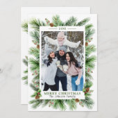 Waterverf Pines Branch Lijst Kerstmis FOTO Feestdagenkaart (Voorkant / Achterkant)