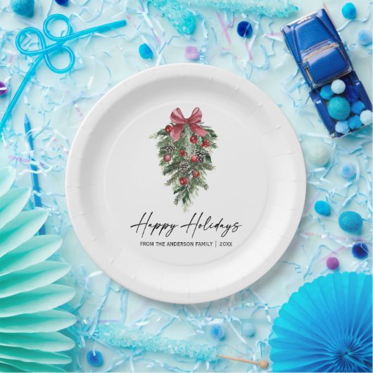 Waterverf Pines Calligrafie Ink Holiday Papieren Bordje (Feest)