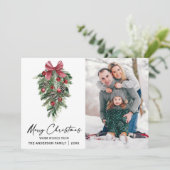 Waterverf Pines Calligrafie-inkt Kerstmis Feestdagenkaart (Staand voorkant)