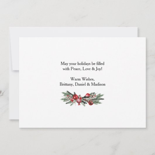 Waterverf Pines Calligrafie-inkt Kerstmis Feestdagenkaart (Achterkant)