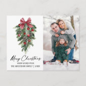 Waterverf Pines Calligrafie-inkt Kerstmis Feestdagenkaart (Voorkant)