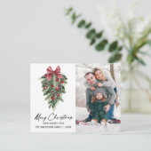 Waterverf Pines Calligrafie-inkt Kerstmis Feestdagenkaart (Staand voorkant)