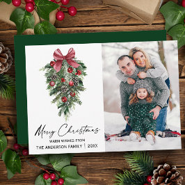 Waterverf Pines Calligrafie - Kerstfoto Feestdagenkaart