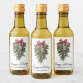 Waterverf Pines Calligraphy Ink Holiday Mini Wijn Etiket (Flessen)