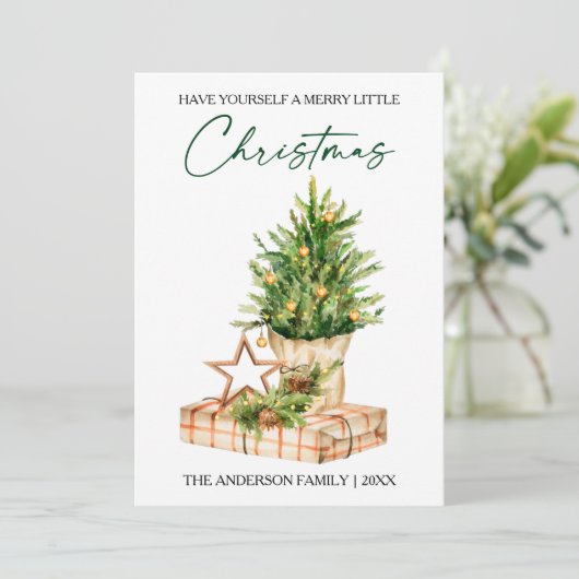 Waterverf Pines Calligraphy Inktscript Feestdagenkaart (Staand voorkant)