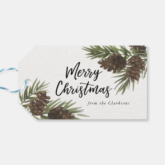 Waterverf Pines Gift Label Cadeaulabel (Achterkant Horizontaal)