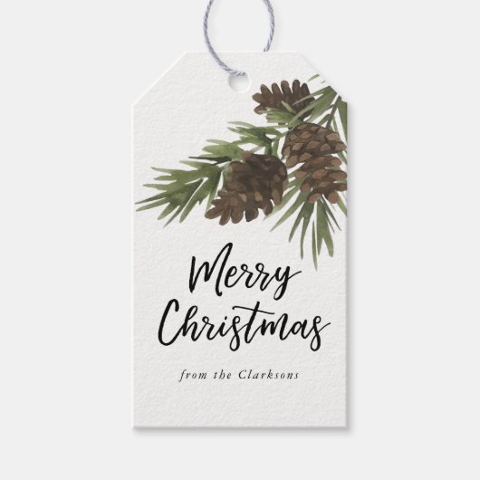 Waterverf Pines Gift Label Cadeaulabel (Voorkant)