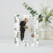 Waterverf Pines Greenery Love and Bedankt Wedding Briefkaart (Staand voorkant)