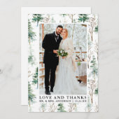 Waterverf Pines Greenery Love Bedankt Wedding (Voorkant / Achterkant)