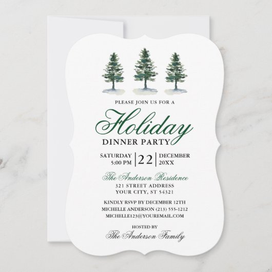 Waterverf Pines Holiday Kaart (Voorkant)