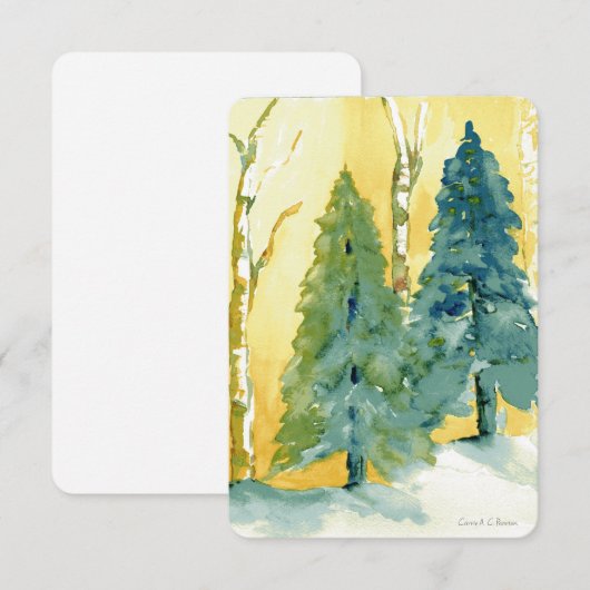 Waterverf Pines in Sunset kaart (Voorkant / Achterkant)