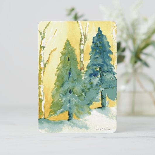 Waterverf Pines in Sunset kaart (Staand voorkant)