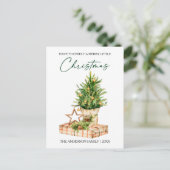 Waterverf Pines Kalligrafie Ink Script Vakantie Feestdagenkaart (Staand voorkant)