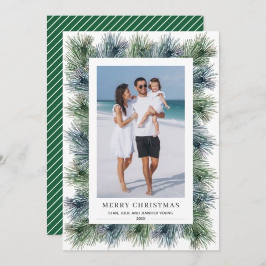 Waterverf Pines kerstfoto Feestdagenkaart (Voorkant / Achterkant)