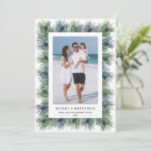 Waterverf Pines kerstfoto Feestdagenkaart (Staand voorkant)