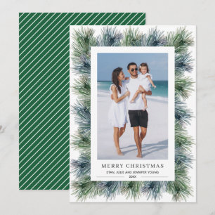 Waterverf Pines kerstfoto Feestdagenkaart