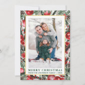 Waterverf Pines kerstversieringen Foto groen Feestdagenkaart (Voorkant)