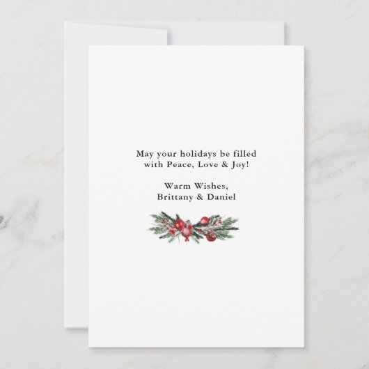 Waterverf Pines kerstversiers Pas getrouwd Feestdagenkaart (Achterkant)