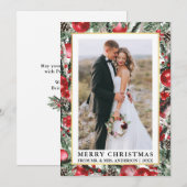 Waterverf Pines kerstversiers Pas getrouwd Feestdagenkaart (Voorkant / Achterkant)