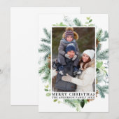 Waterverf Pines Lijst Merry kerstfoto Feestdagenkaart (Voorkant / Achterkant)