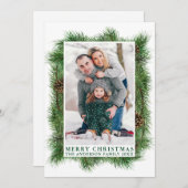 Waterverf Pines Lijst Merry KerstGreen Feestdagenkaart (Voorkant / Achterkant)