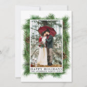 Waterverf Pines Lijst Prettige feestdagen Feestdagenkaart (Voorkant)